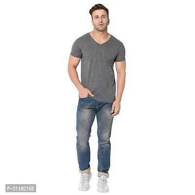 Stylish Polyester Solid V Neck Tees For Men-thumb0