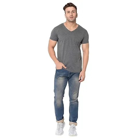 GAGCOBIA Men's Cotton Blend Half Sleeve V Neck T-Shirt