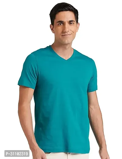 Stylish Polyester Solid V Neck Tees For Men-thumb0