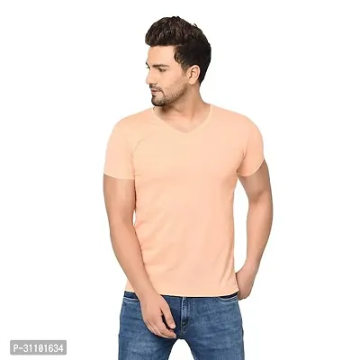 Stylish Polyester Solid V Neck Tees For Men-thumb0