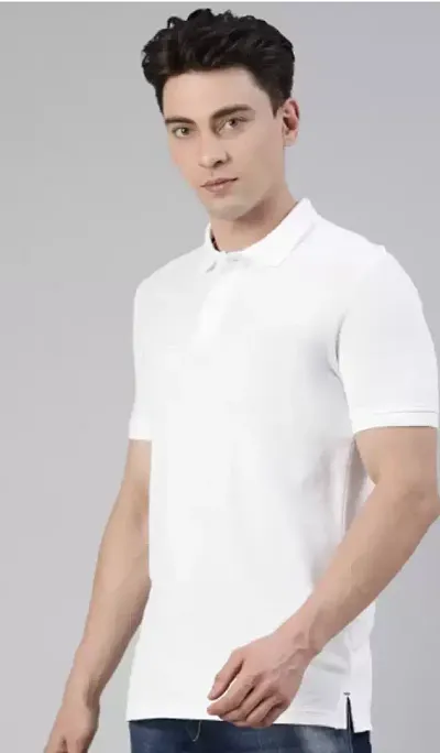 Stylish Polycotton Solid Polo T-shirt For Men