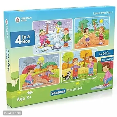 Spartan Kids Seasons Jigsaw Puzzle For Kids Of Age 3-5 Years, Set Of 4-96 Puzzle Pcs (Multicolour, Size 24X17 Cm)