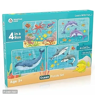 Spartan Kids Ocean Jigsaw Puzzle For Kids Of Age 3-5 Years, Set Of 4-96 Puzzle Pcs (Multicolour, Size 24X17 Cm)