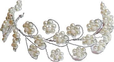 Designer White Pink Metal Hair Accessory Set For Women-thumb3