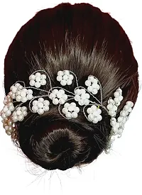 Designer White Pink Metal Hair Accessory Set For Women-thumb1