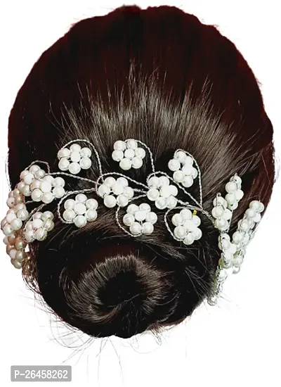 Designer White Pink Metal Hair Accessory Set For Women-thumb2