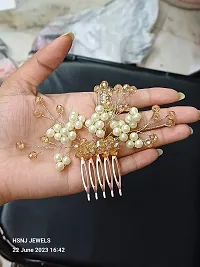 Designer Gold White Metal Hair Accessory Set For Women-thumb1