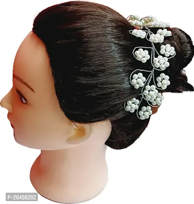 Designer White Pink Metal Hair Accessory Set For Women