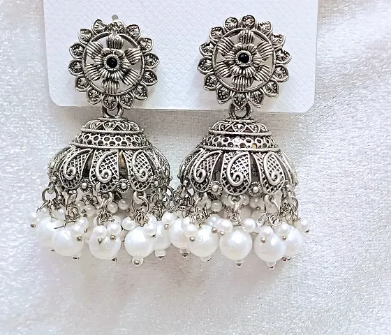 JUMKA WITE BEADS PEARLS EARRING 1 PAIR