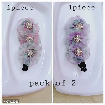 1 piece pink + 1 piece purple flower banana clip pack of 2-thumb0