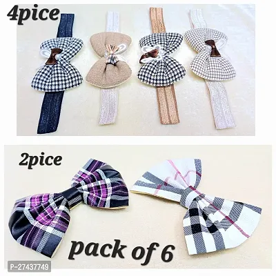 4 piece baby  bow hair band + 2 piece bow clip pack of 6