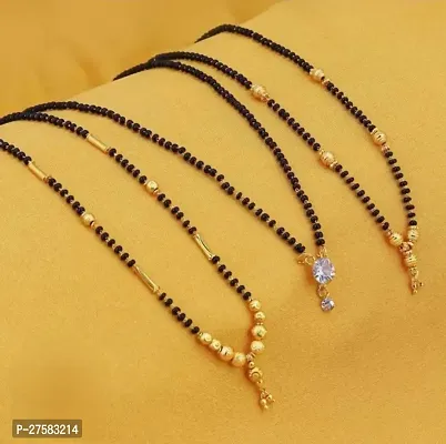 Black beads golden chain   mangalsutra (pack of 3)-thumb0