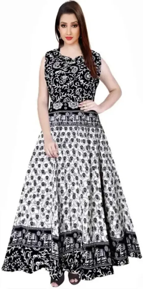 Jaipuri Printed Cotton Anarkali Kurti