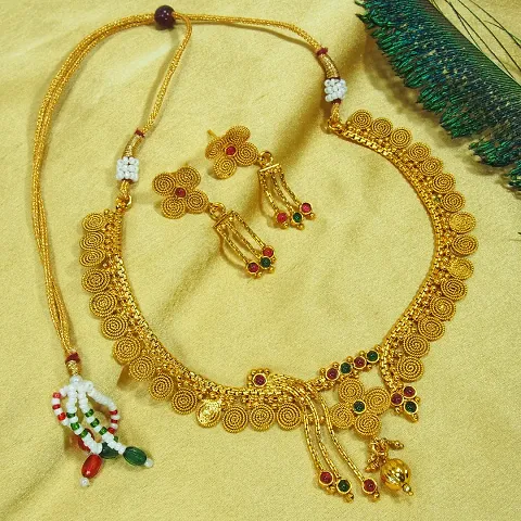 Beautiful Ethnic Gold Plated Copper Temple Jewellery Set