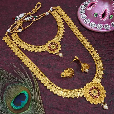 Adorable Gold Plated Bridal Combo Of 2 Necklace And Earring Set