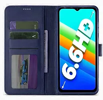 Cloudza Infinix Smart 6 HD Flip Back Cover | PU Leather Flip Cover Wallet Case with TPU Silicone Case Back Cover for Infinix Smart 6 HD Blue-thumb2
