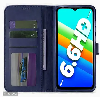 Cloudza Infinix Smart 6 HD Flip Back Cover | PU Leather Flip Cover Wallet Case with TPU Silicone Case Back Cover for Infinix Smart 6 HD Blue-thumb3
