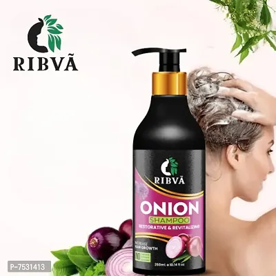 RIBVA Onion Shempoo for Hair Strengthening  Hair Fall Control With Vitamin 250ml-thumb0