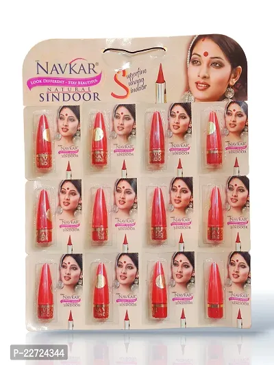 Trendy Namo Navkar High Quality Stick Sindoor, Long-Lasting Colour, Easy To Apply, Suaitable For All Types, Waterproof Stick Sindoor For Women [ Pack Of 12] [Red]