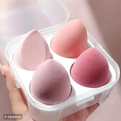 Beauty Blender Sponge 4 Pcs in A Storage Box,Makeup Cosmetic Puff Makeup Sponge Foundation Powder Sponge Beauty Tools Women Makeup Accessories (Color May Vary)-thumb0