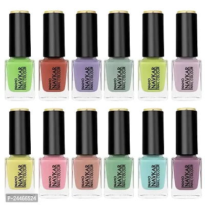 NAMONAVKAR Toxic Free Long Lasting Matte Nail Polish Nail Enamel Nail Color Nail Paint For Women 10 ML [Pack Of 12]-thumb0