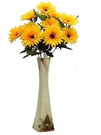 Daissy Raise Beautiful Decorative Artificial Garabara Flower Bunches for Home d?cor (48 cm Tall, 10 Heads, Yellow)-thumb2