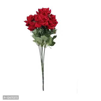 Daissy Raise Artificial Velvet Rose Bouquet Natural Looking Leaves (Red Multicolor Rose Artificial Flower (15 inch, Pack of 1, Flower Bunch)-thumb4