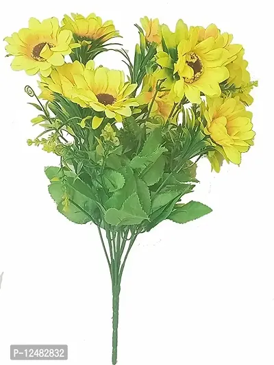 Daissy Raise Beautiful Decorative Artificial Garabara Flower Bunches for Home d?cor 10 Heads, Yellow Set of 1 Pice-thumb0