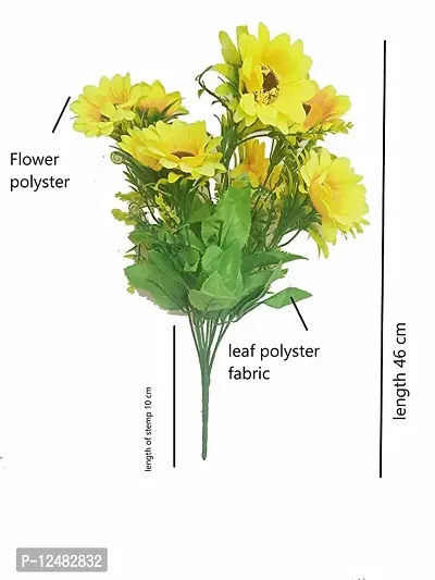 Daissy Raise Beautiful Decorative Artificial Garabara Flower Bunches for Home d?cor 10 Heads, Yellow Set of 1 Pice-thumb2