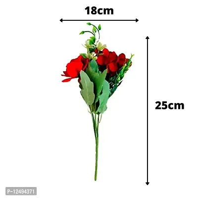 Daissy Raise Artificial Flowers Real Looking Roses Pack of 5, 25 cm, Red