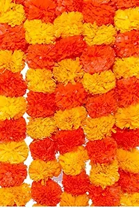Generic Artificial Marigold Fluffy Flowers Garlands for Decoration - (Yellow  Dark Orange)-thumb3