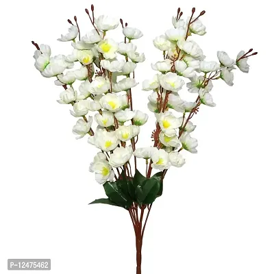 Daissy Raise Artificial Cherry Blossom Flowers for Home, Office Decoration Color White Pack of 1-thumb0