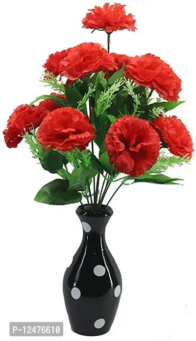 Daissy Raise Artificial Carnation Flower Bunch (Red) - 12 Sticks-thumb2