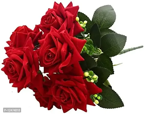 Daissy Raise Artificial Red Rose Flower for Home (Red)-thumb3