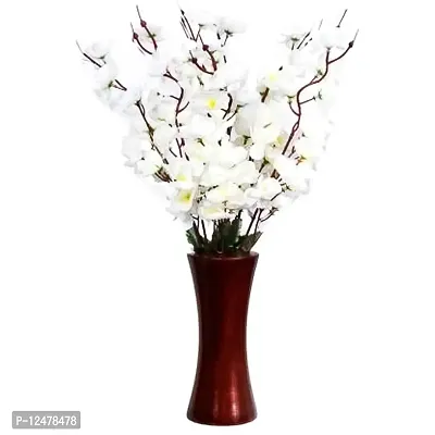 Daissy Raise Artificial Cherry Blossom Flowers with Vase for Home, Office Decoration Color White Pack of 1-thumb0