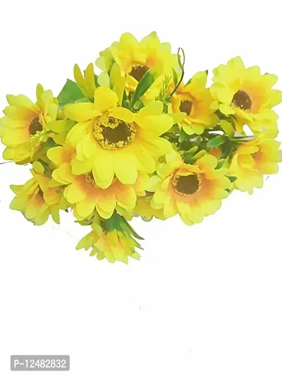 Daissy Raise Beautiful Decorative Artificial Garabara Flower Bunches for Home d?cor 10 Heads, Yellow Set of 1 Pice-thumb4