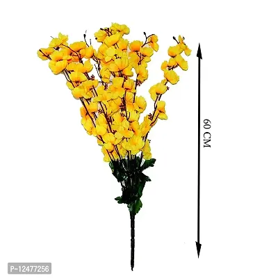 Daissy Raise Artificial Cherry Blossom Flowers for Home, Office Decoration Color Yellow Artificial Flowers for Decoration Pack of 2-thumb2