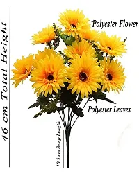 Daissy Raise Beautiful Decorative Artificial Garabara Flower Bunches for Home d?cor (48 cm Tall, 10 Heads, Yellow)-thumb3