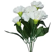 Daissy Raise Beautiful Artificial Decorative Carnation Flower Bunch with 7 Heads (White, 36 cm Tall)-thumb1