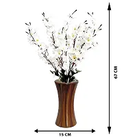 Daissy Raise Artificial Cherry Blossom Flowers with Vase for Home, Office Decoration Color White Pack of 1-thumb1