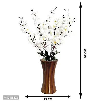 Daissy Raise Artificial Cherry Blossom Flowers with Vase for Home, Office Decoration Color White Pack of 1-thumb2