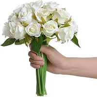 Daissy Raise Artificial Rose Flowers Bunches for Vase (12 Heads, 24 cm, White)-thumb2