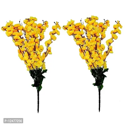Daissy Raise Artificial Cherry Blossom Flowers for Home, Office Decoration Color Yellow Artificial Flowers for Decoration Pack of 2-thumb0