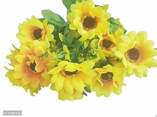 Daissy Raise Beautiful Decorative Artificial Garabara Flower Bunches for Home d?cor 10 Heads, Yellow Set of 1 Pice-thumb5