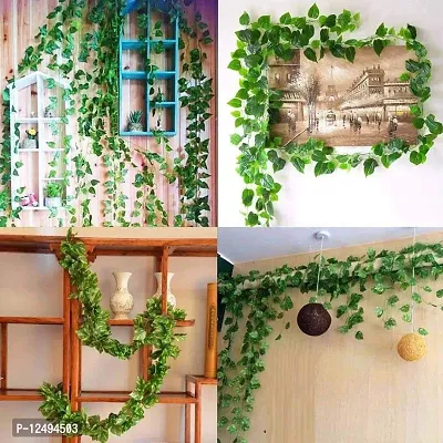 VIMIFORYOU Artificial Money Plants Green Leafs Creepers, Artificial Vines Garlands for Home Decoration, Wall Hanging, Party Decoration, Office Decoration (Pack of 6 Creeper) (6 Feet Each).-thumb0