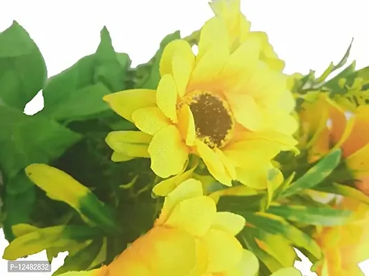 Daissy Raise Beautiful Decorative Artificial Garabara Flower Bunches for Home d?cor 10 Heads, Yellow Set of 1 Pice-thumb3