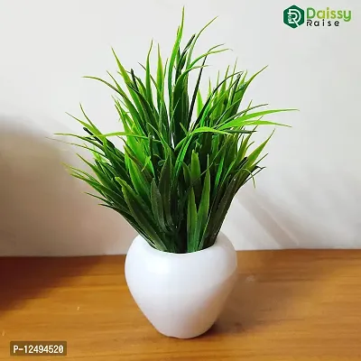 Daissy Raise Bonsai Cute Mini Flower Apple Artificial Plants with Faux Grass for Home, Garden and Office Decor - 18 cm, Green-thumb3