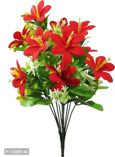 Daissy Raise Red Lily Artificial Flower (15 inch, Pack of 1, Flower Bunch)