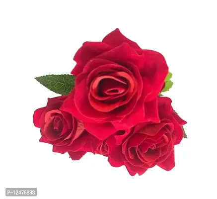 Daissy Raise Artificial Rose Flowers (Red) Red Rose Artificial Flower (13 inch, Pack of 2, Flower Bunch)-thumb4