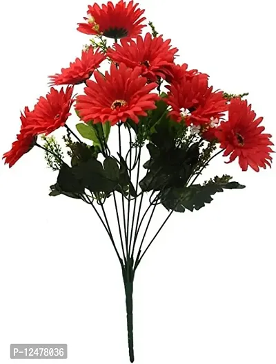 Daissy Raise Beautiful Decorative Artificial Garabara Flower Bunches for Home d?cor (48 cm Tall, 10 Heads, Red)